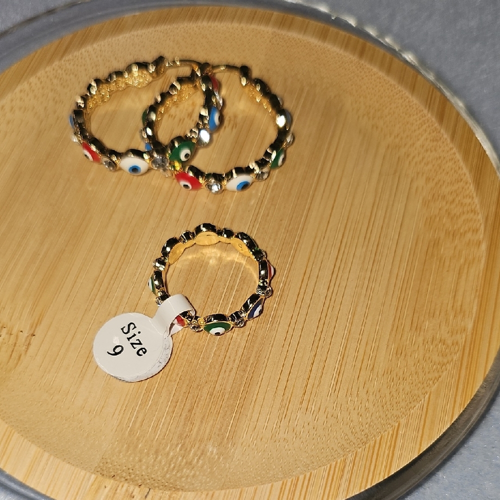 Gold Evil Eye Ring Set